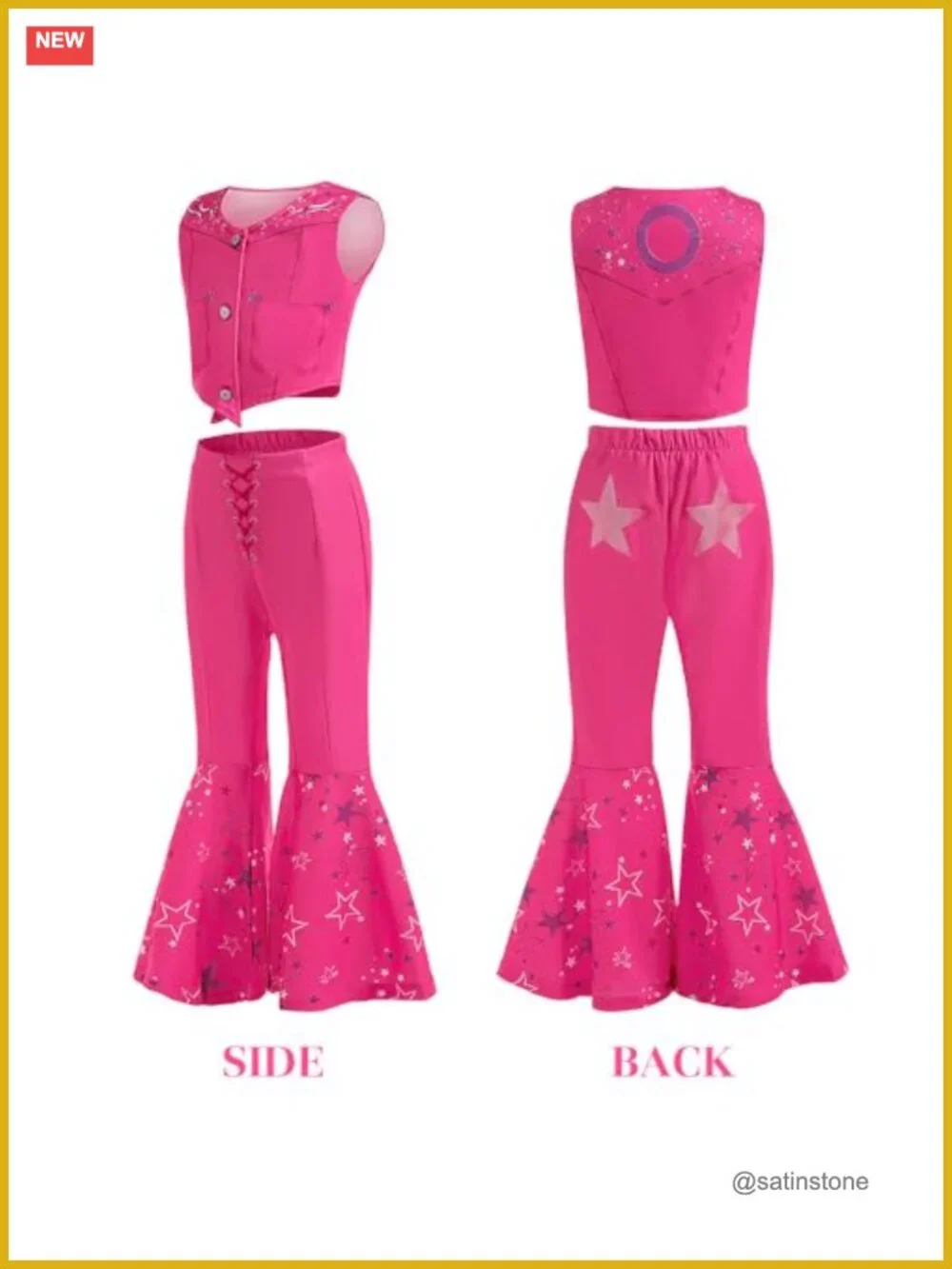 Girls Cowgirl Costume Disco Outfit 70s 80s Dress Up Pretend Play Set